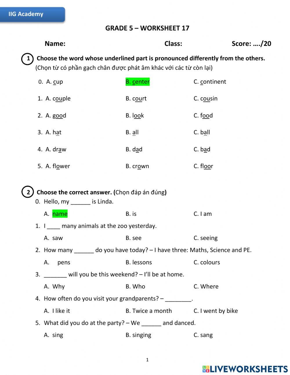 IIG-Grade 5-Worksheet 17