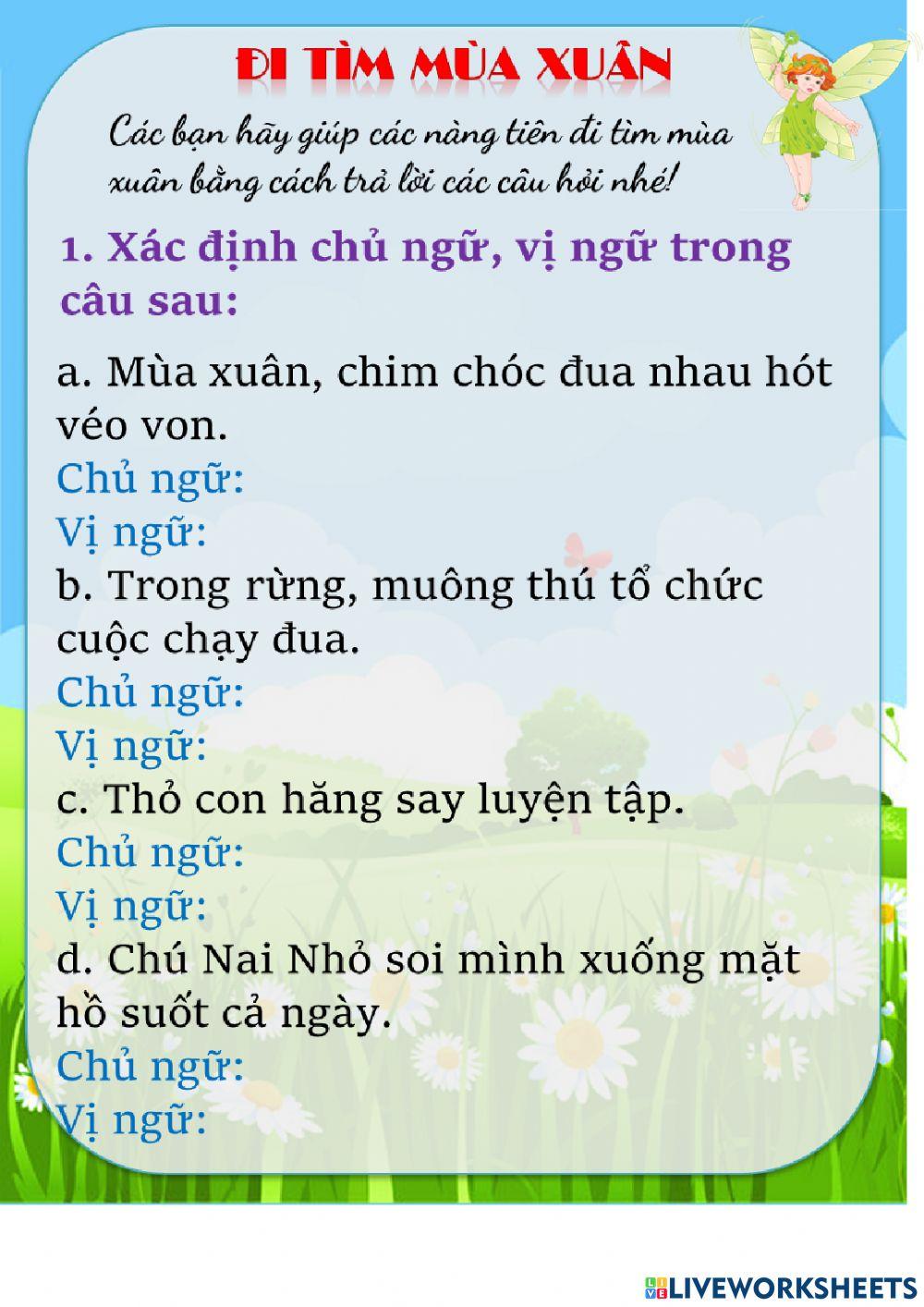 Luyện tập chủ ngữ trong câu kể ai làm gì?