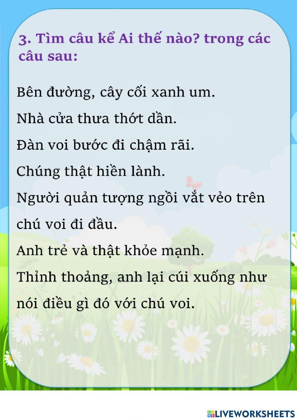 Luyện tập chủ ngữ trong câu kể ai làm gì?
