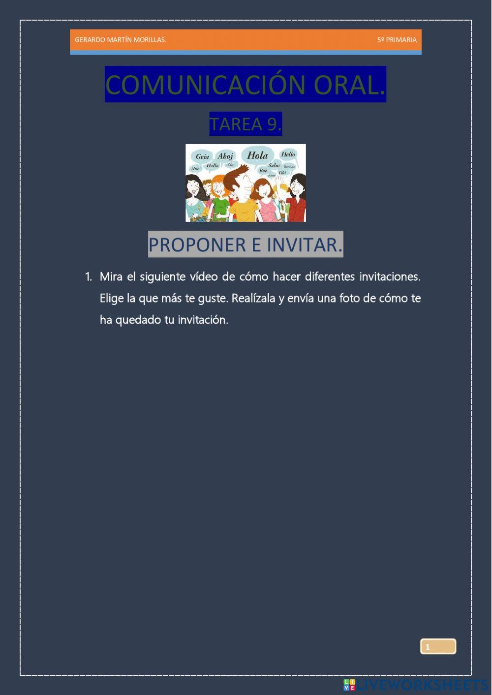 Comunicación oral. Tarea 9.