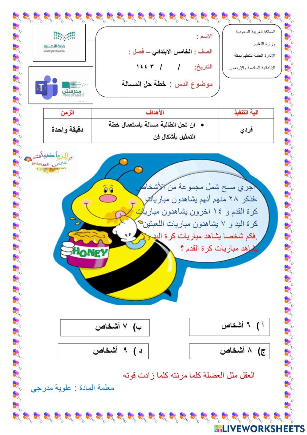 خطة حل المسالة