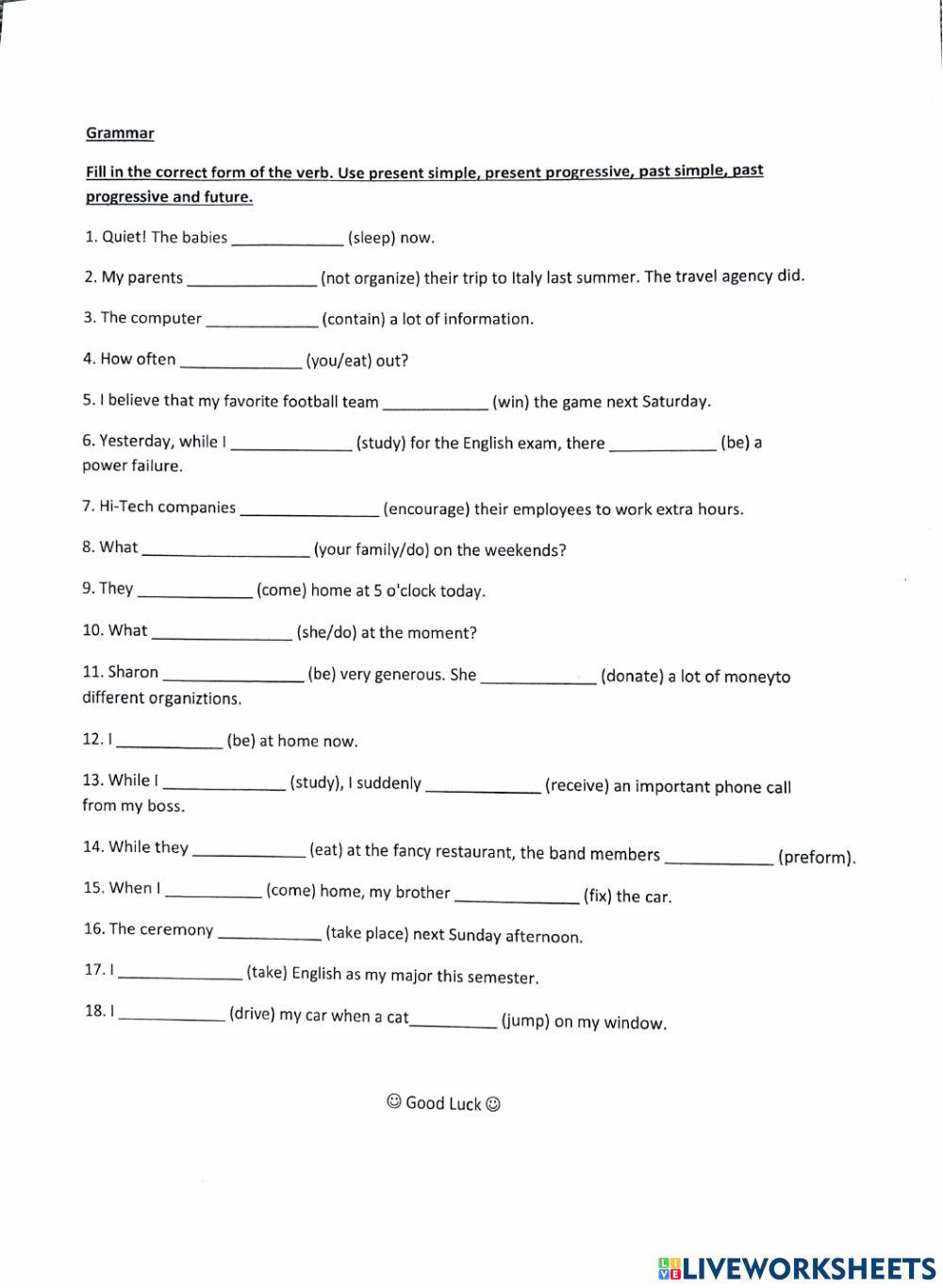 5 basic tense review