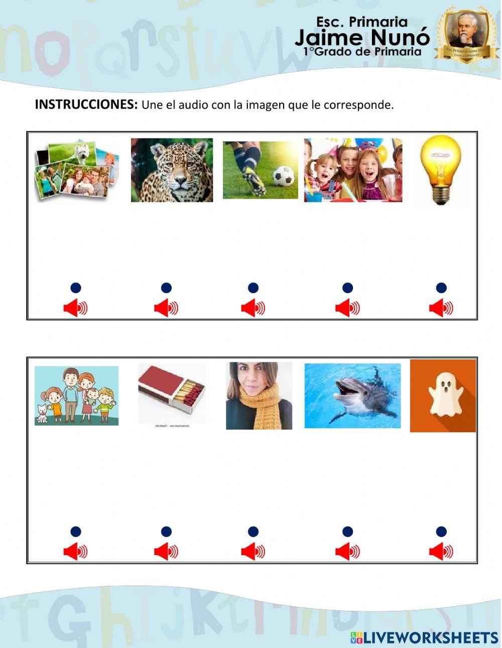 Escucha y une el audio con la imagen Letra Ff