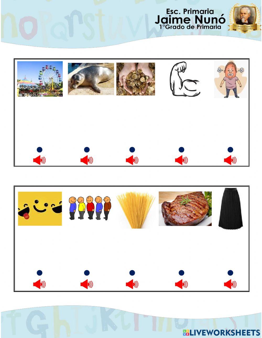 Escucha y une el audio con la imagen Letra Ff