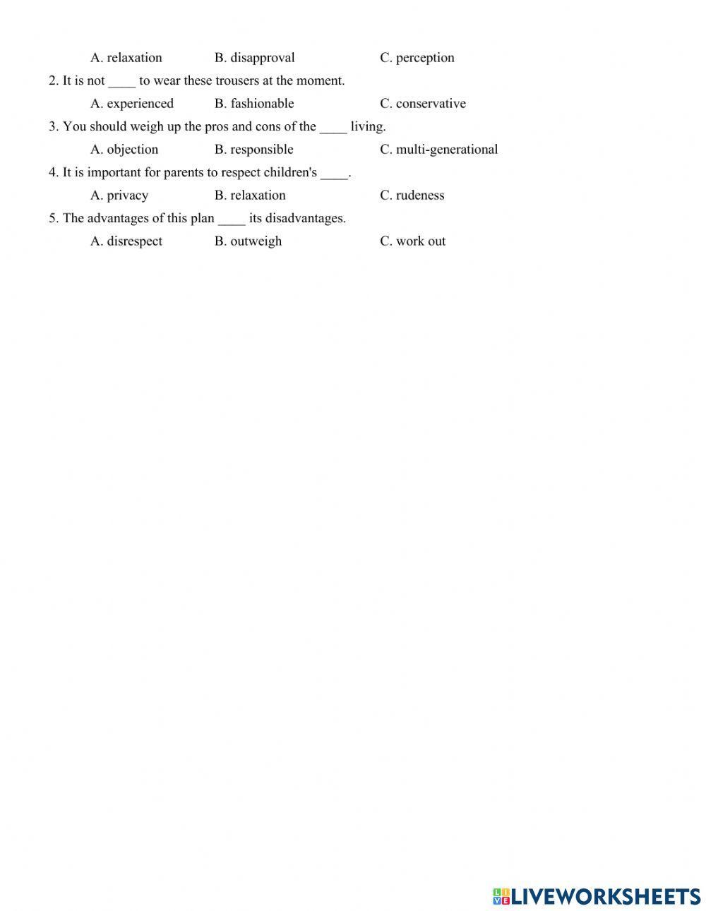 Unit 1. THE GENERATION GAP  PART 2: VOCABUALRY AND GRAMMAR