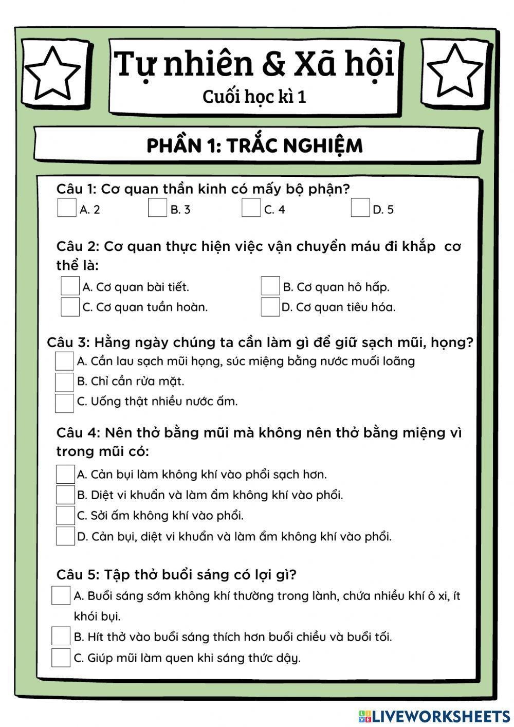 Tự nhiên xã hội 3 - HK1