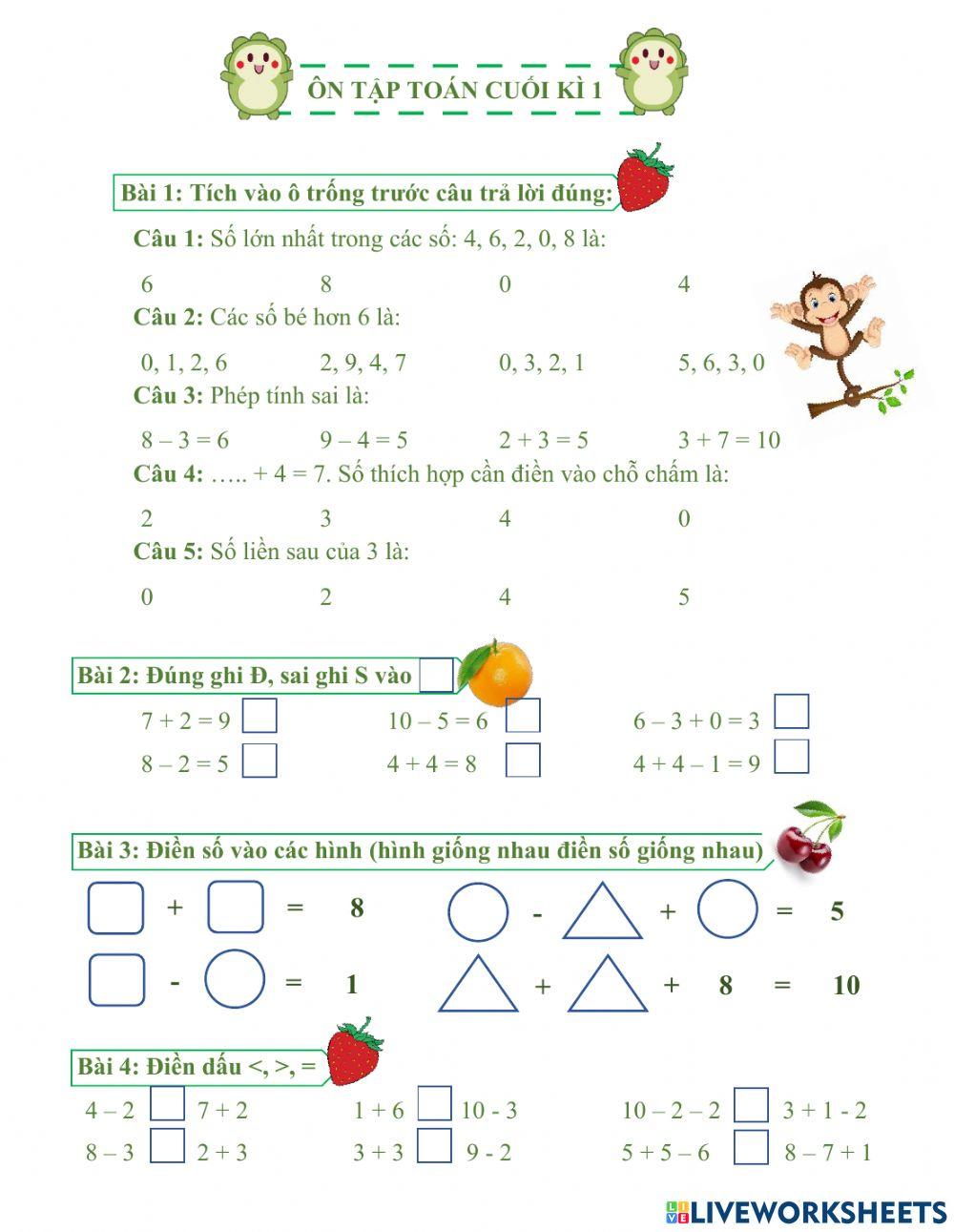 Ôn tập cuối kì 1