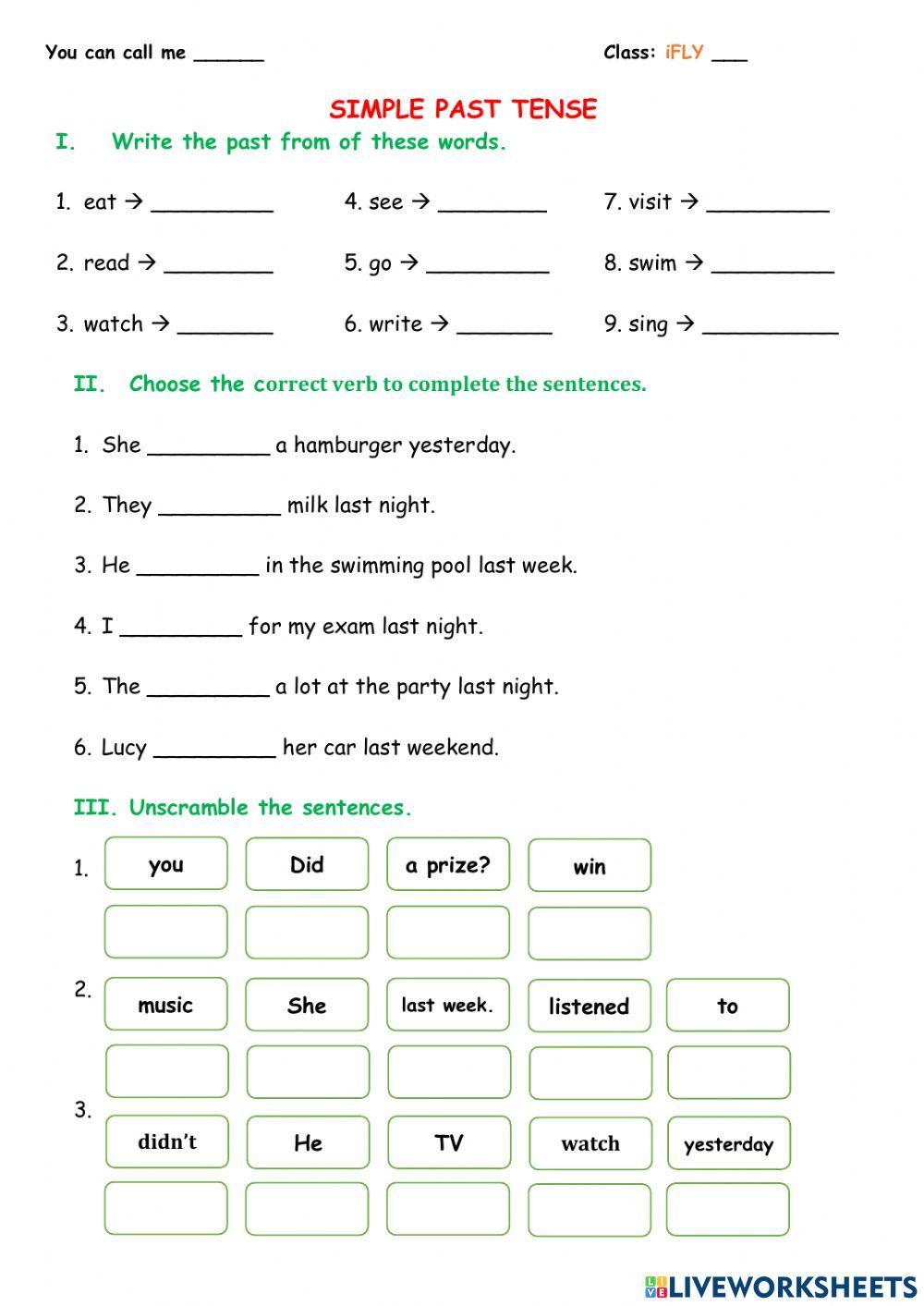 Ff3 - unit 12 - simple past tense
