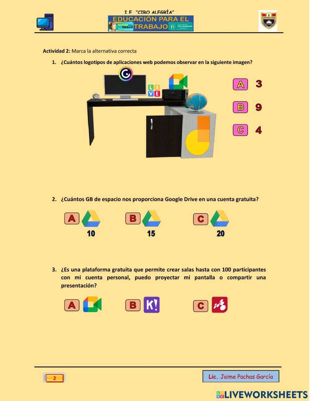 Trabajo de fichas interactivas
