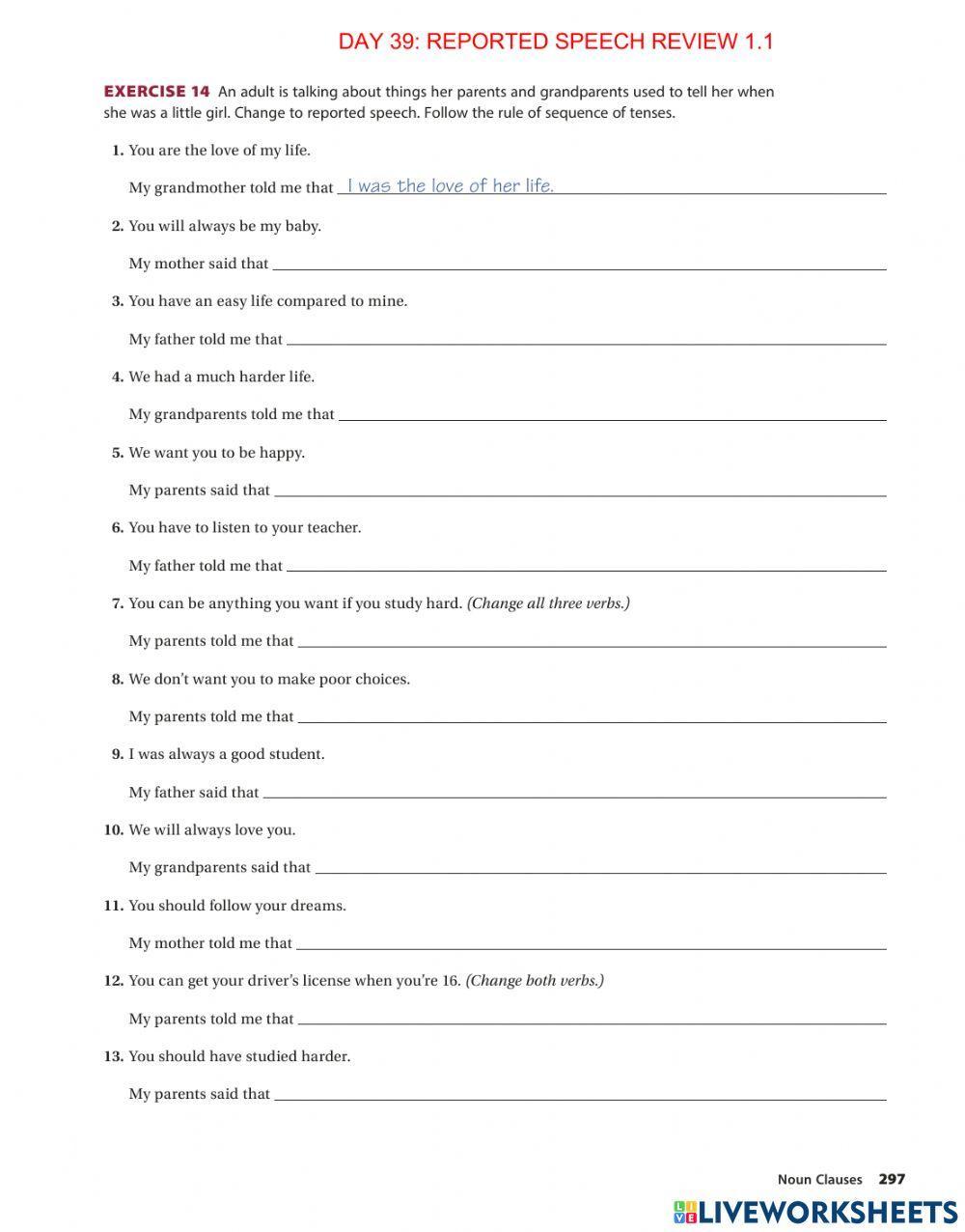 Day 39. Reported speech review 1