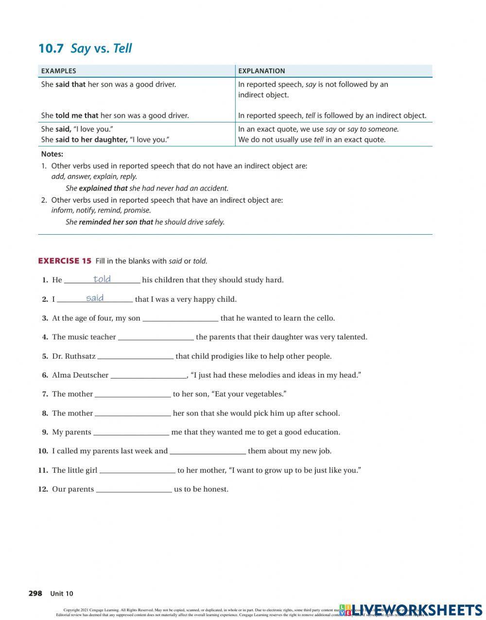 Day 39. Reported speech review 1