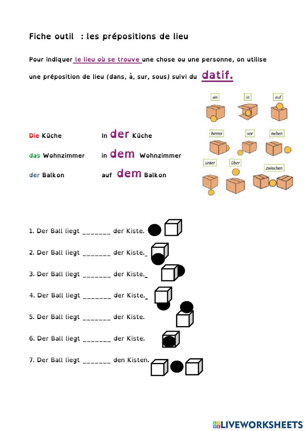 Prépositions spaciales