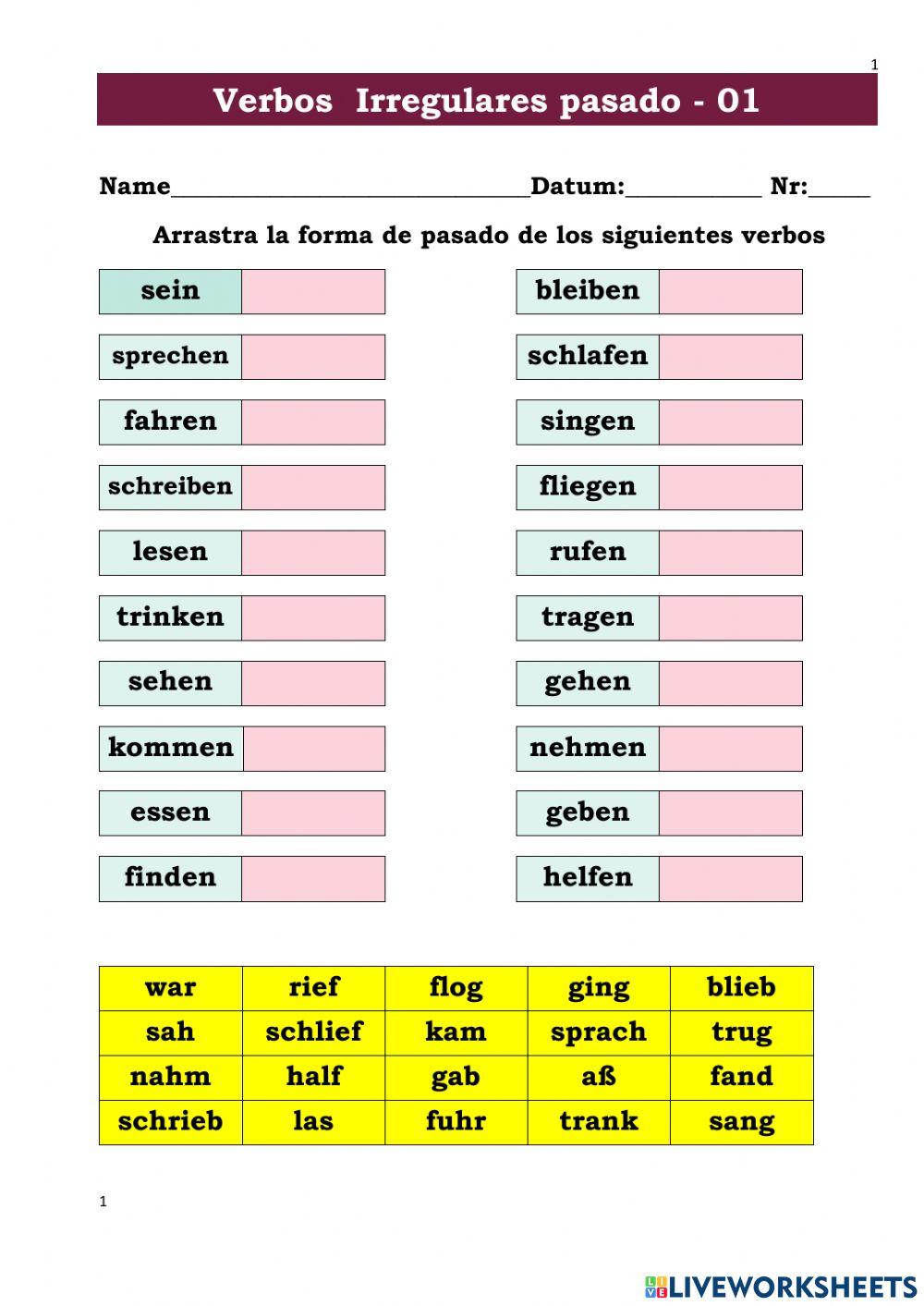 Verbos irregulares en pasado 01