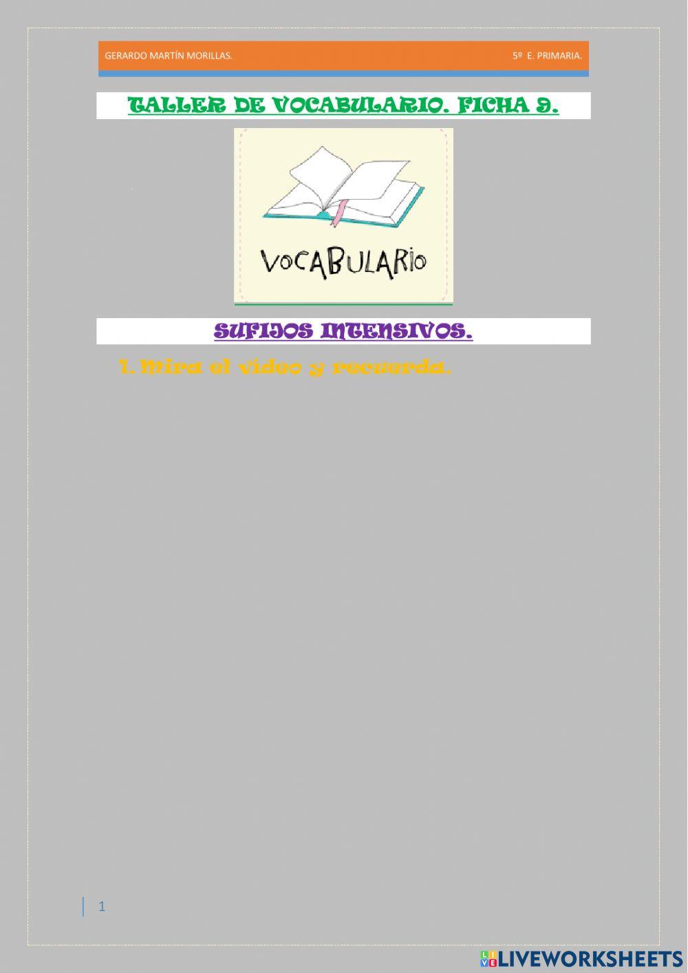 Taller de vocabulario. Ficha 9.