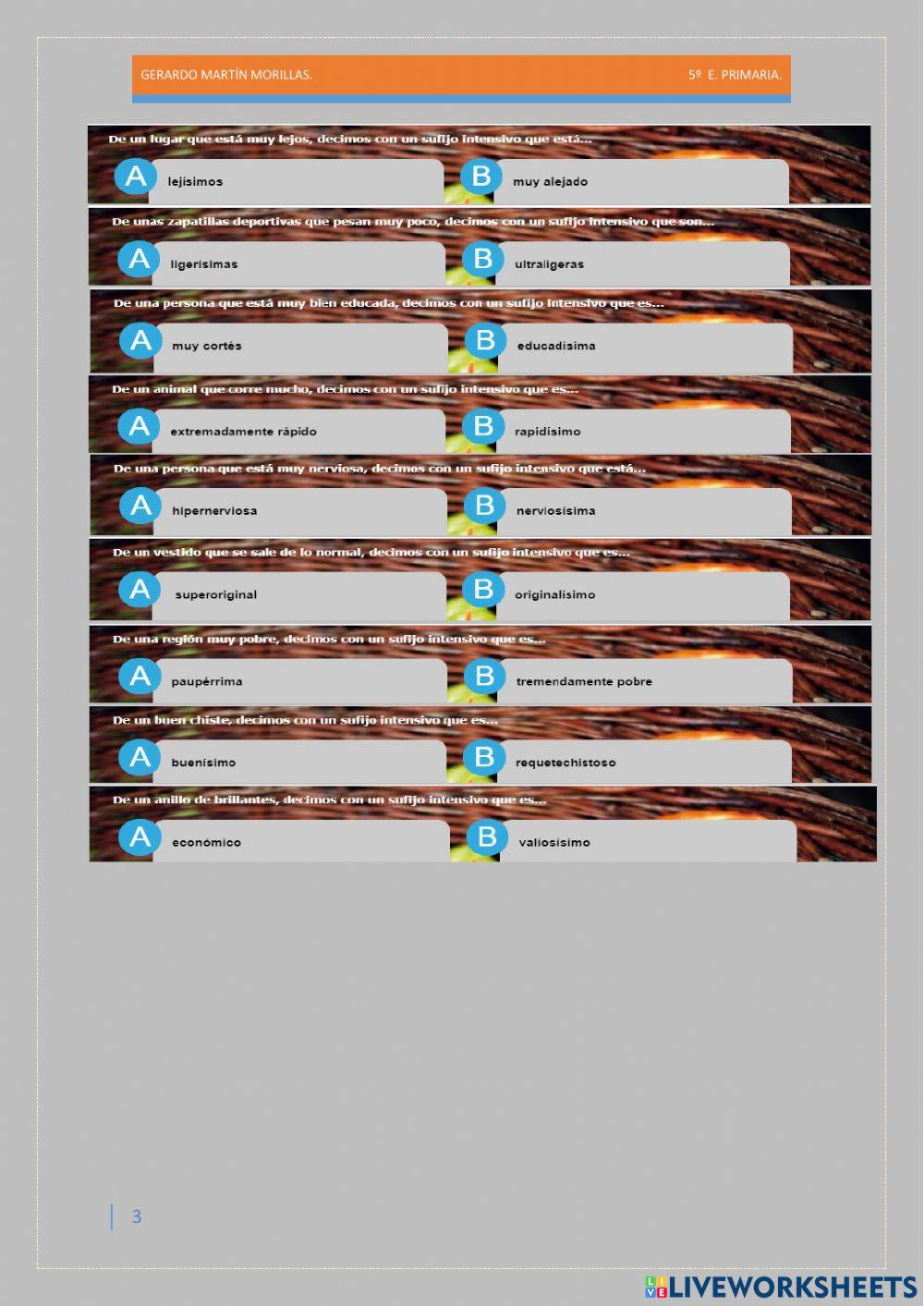 Taller de vocabulario. Ficha 9.