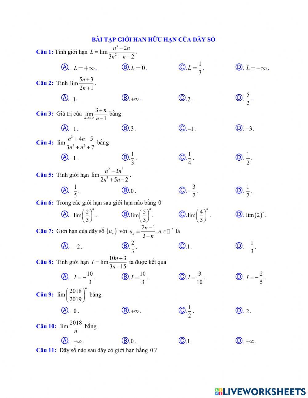 Giới hạn dãy số