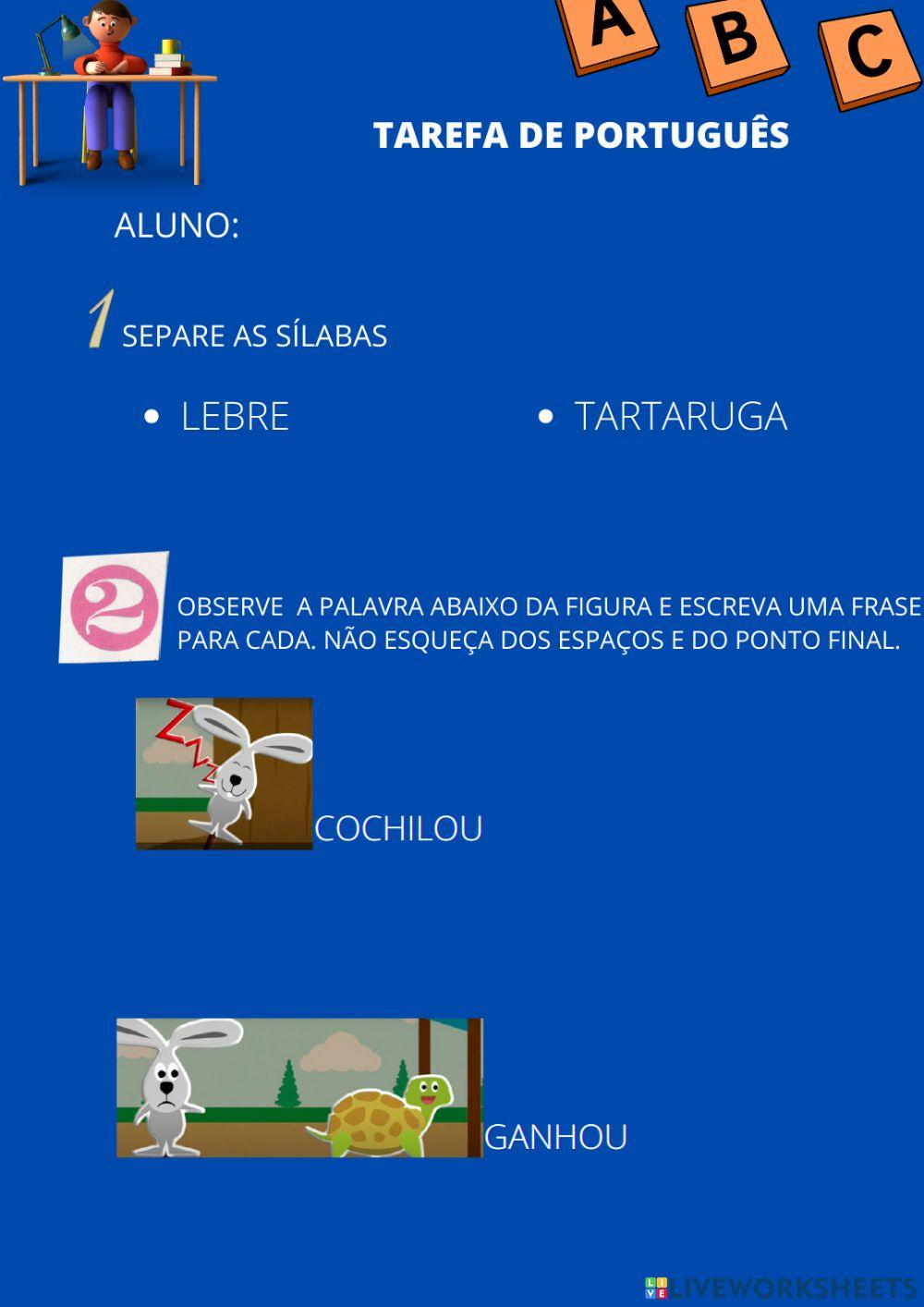 Tarefa da Lebre e tartaruga