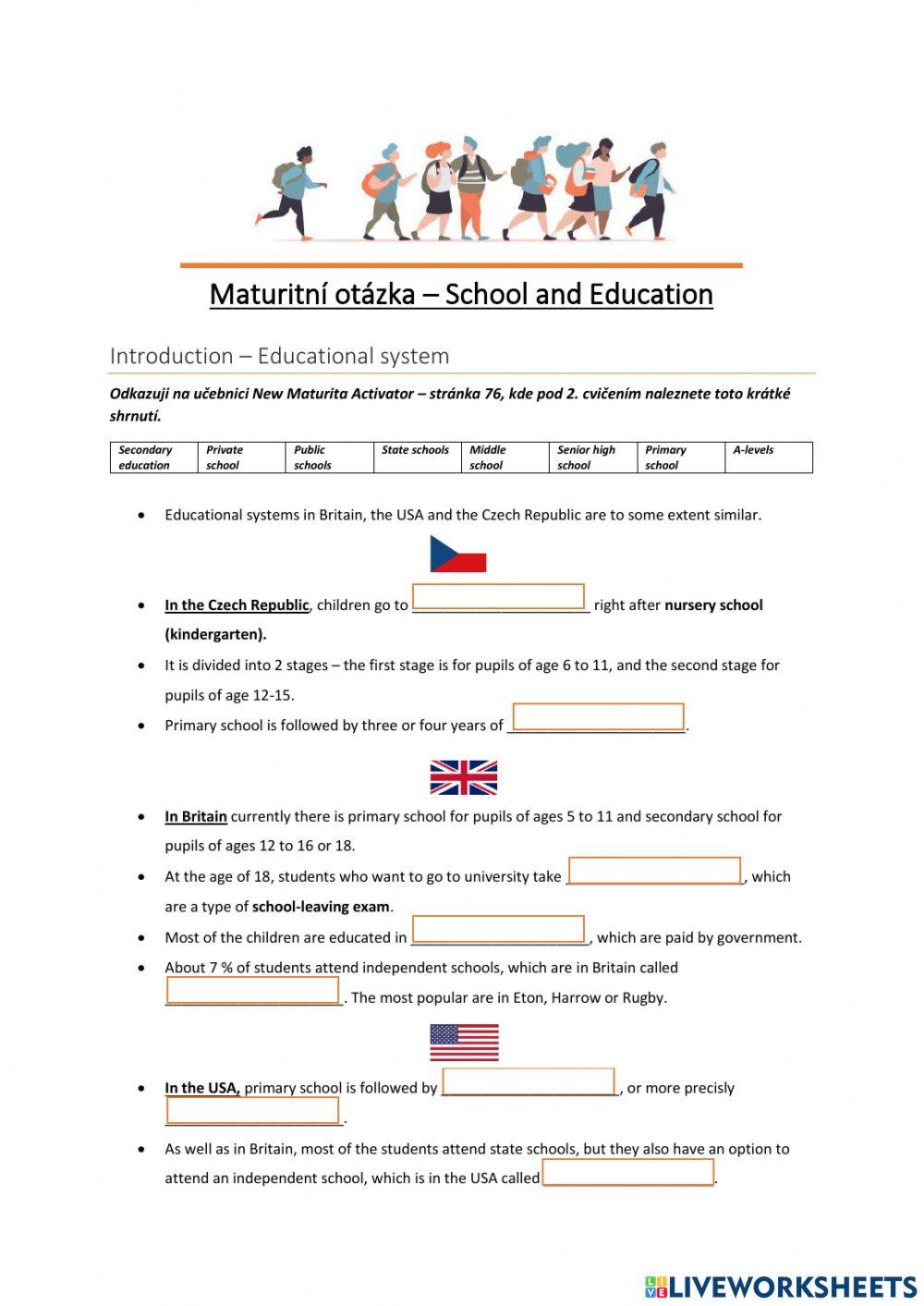 Maturitní otázka School and Education