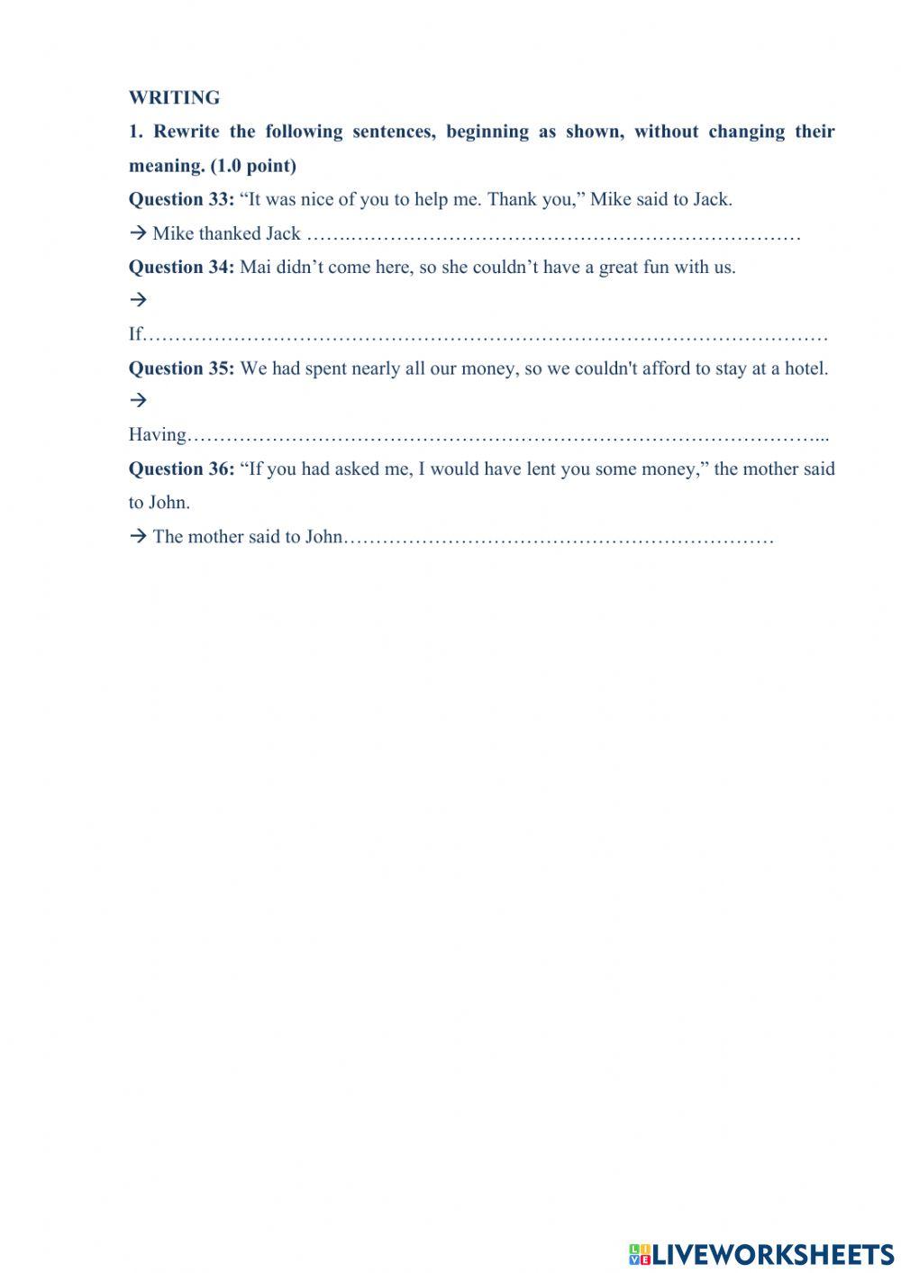 Ôn tập học kì I khối 11: Tổng hợp