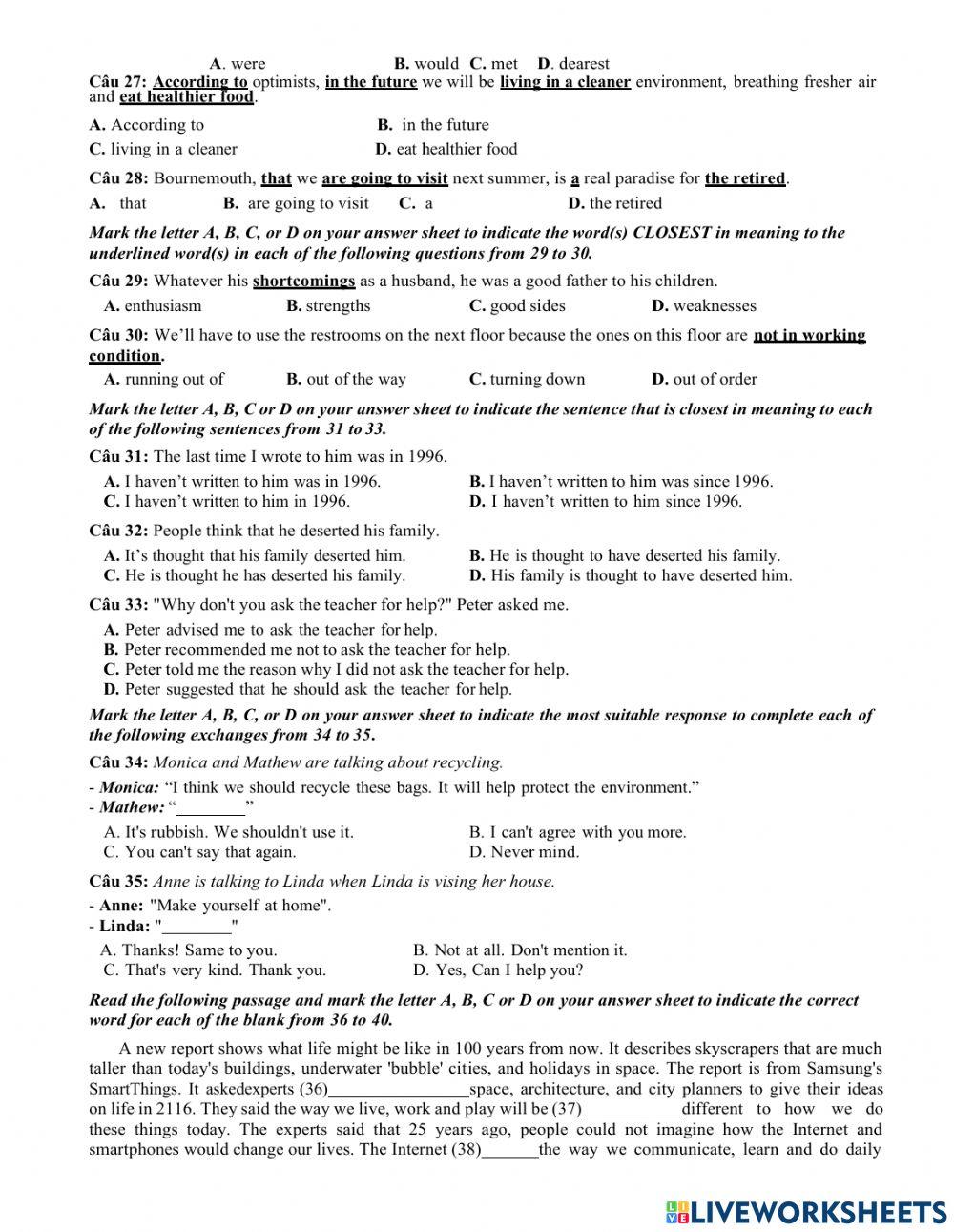 Bee English - First Term Grade 12