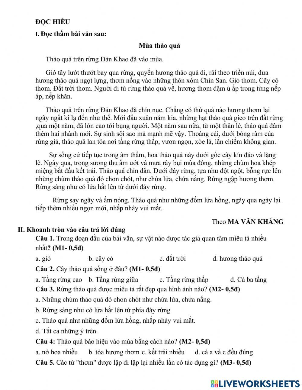 Ôn tập ck 1 -mùa thảo quả