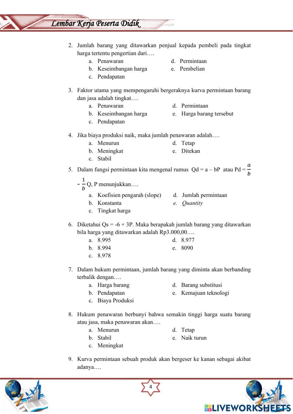 E-LKPD Permintaan dan Penawaran serta Terbentuknya Keseimbangan Harga