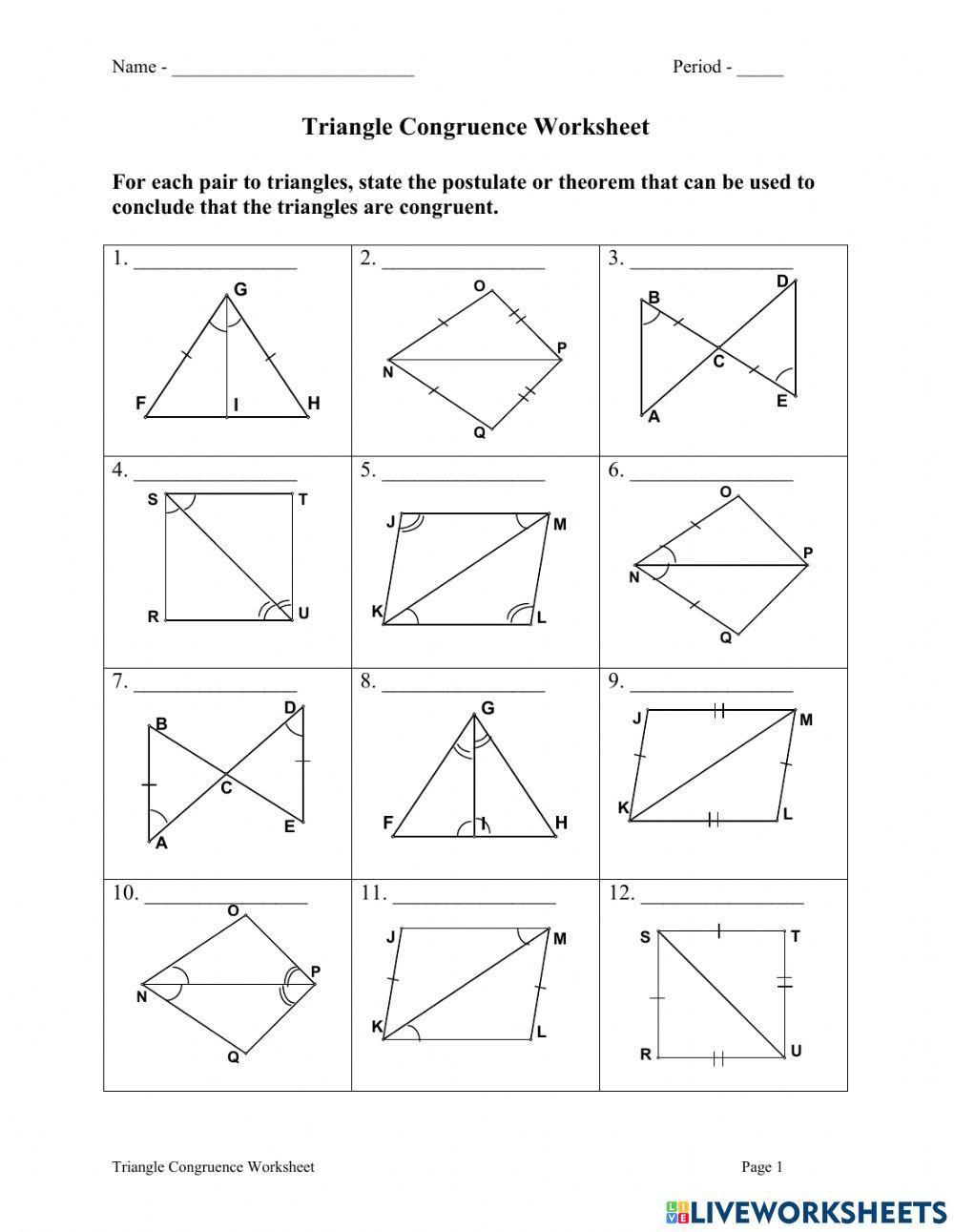 Congruence of Triangles worksheet | Live Worksheets congruence-of-triangles-worksheet-live-worksheets