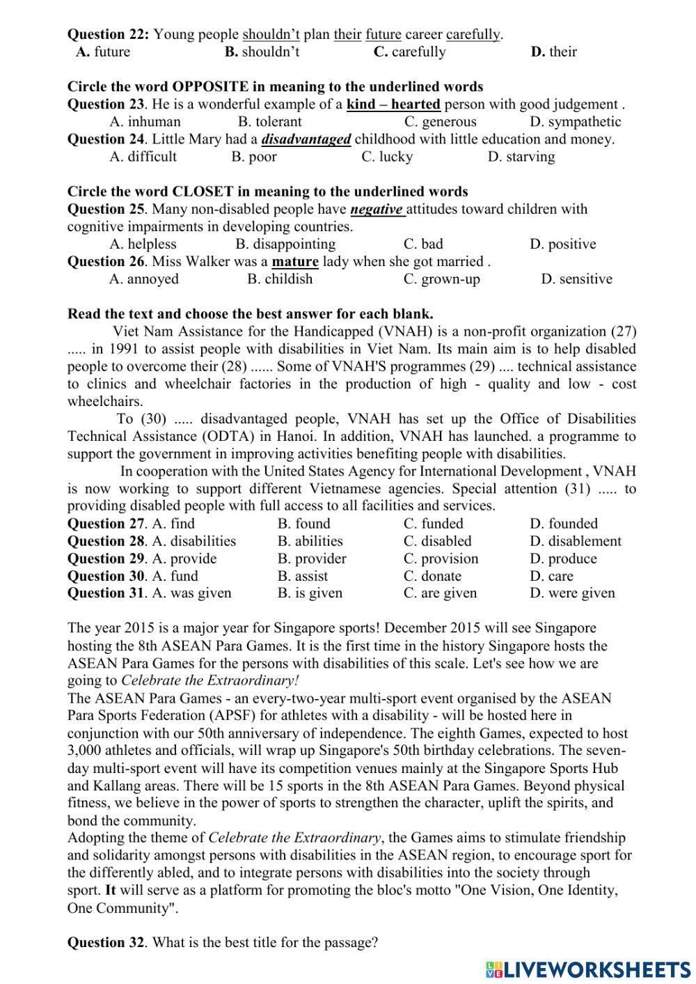 On hk1 lớp 11 test 3