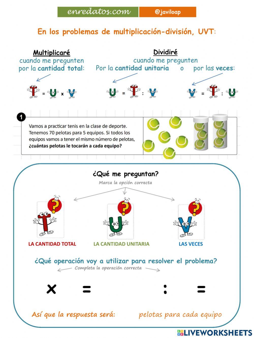 PROBLEMAS: Diferenciar problemas de multiplicación de problemas de división javiloap