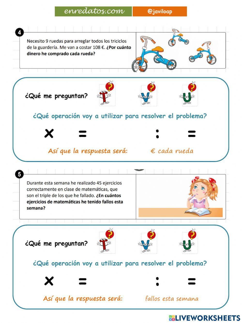 PROBLEMAS: Diferenciar problemas de multiplicación de problemas de división javiloap