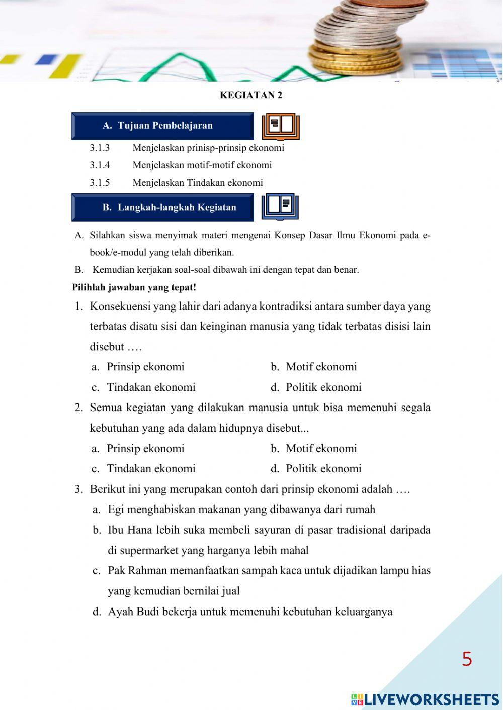 E-LKPD Konsep Dasar Ilmu Ekonomi