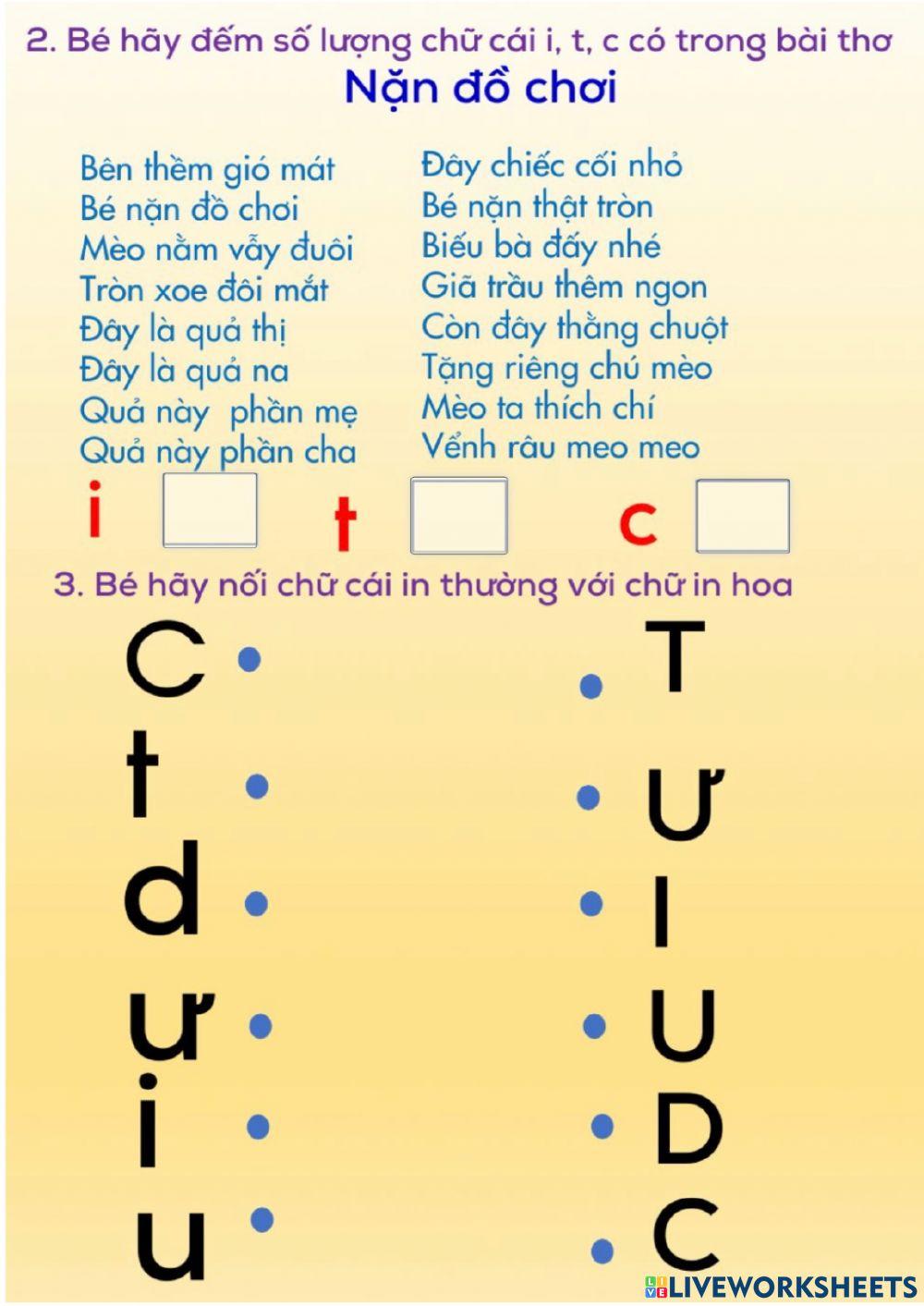 Chữ cái i, t, c