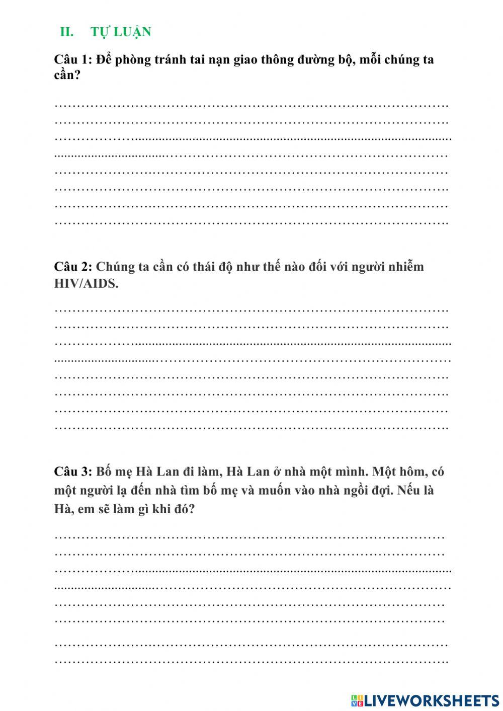 Đề cương ôn tập môn khoa học kỳ 1