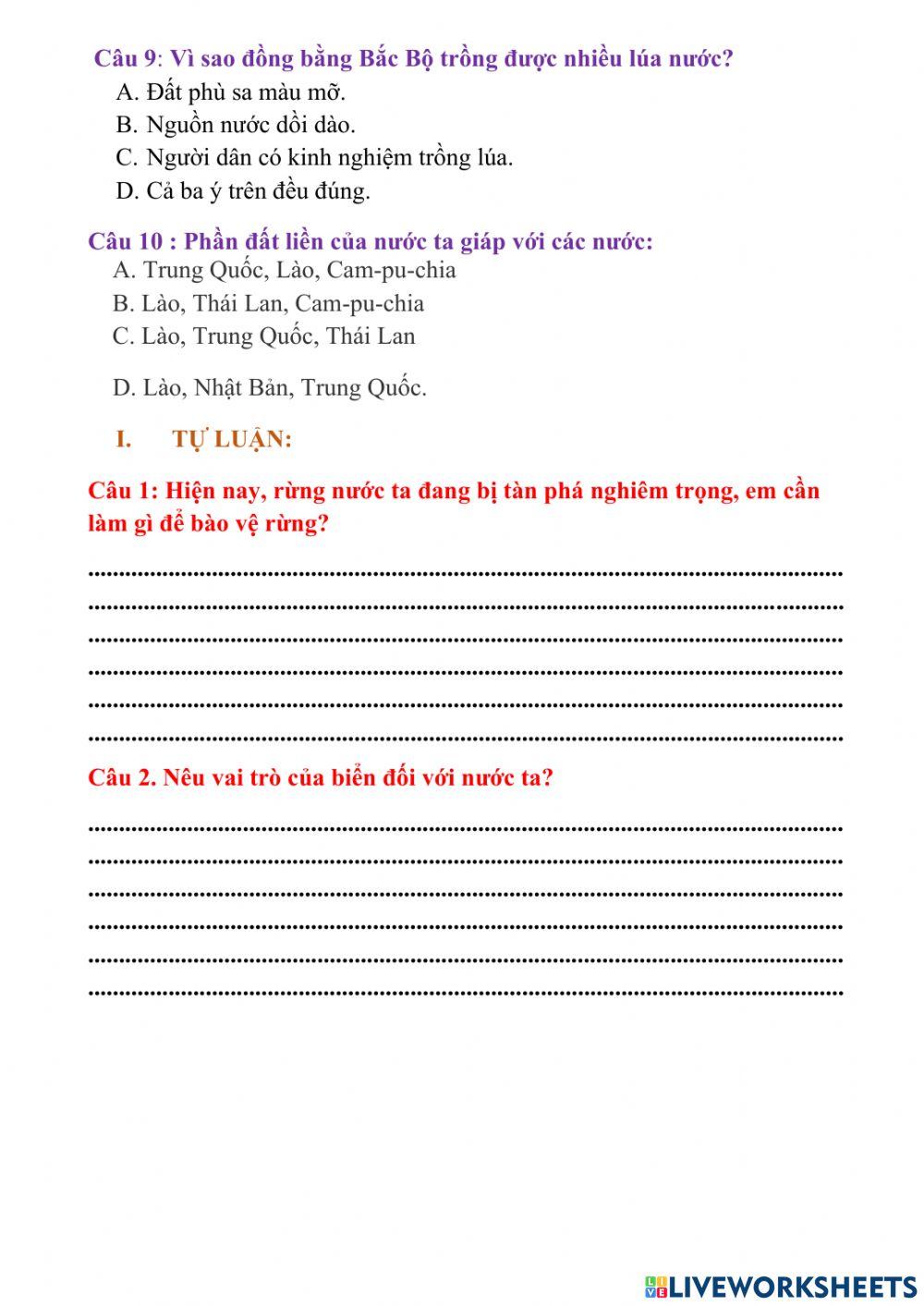 Đề cương ôn tập môn lịch sử - địa lí ck1