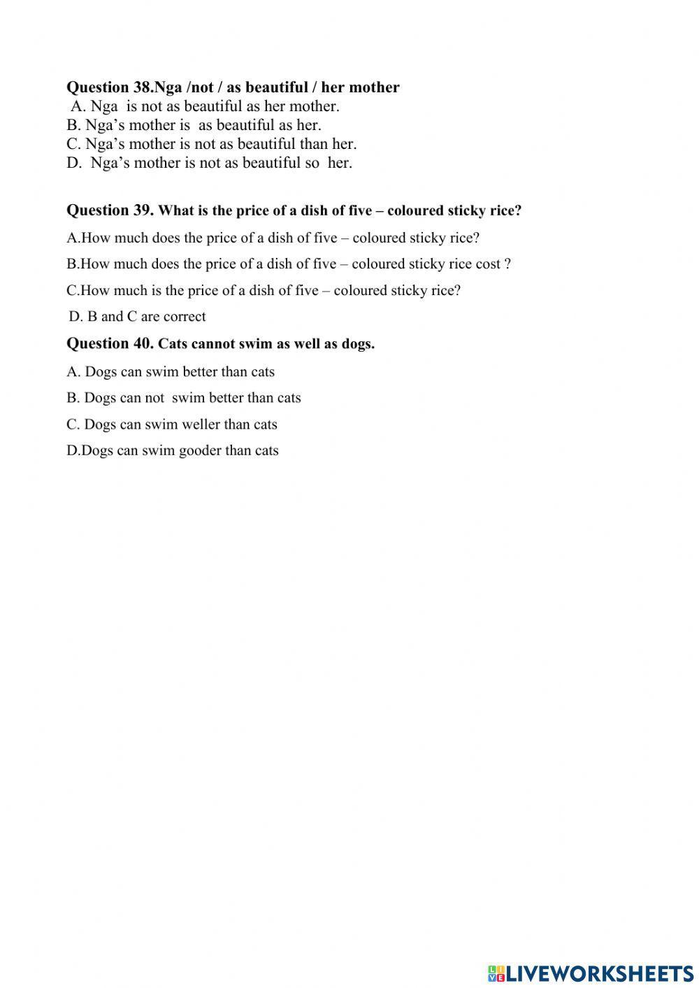 Học Kỳ 1 lớp 8