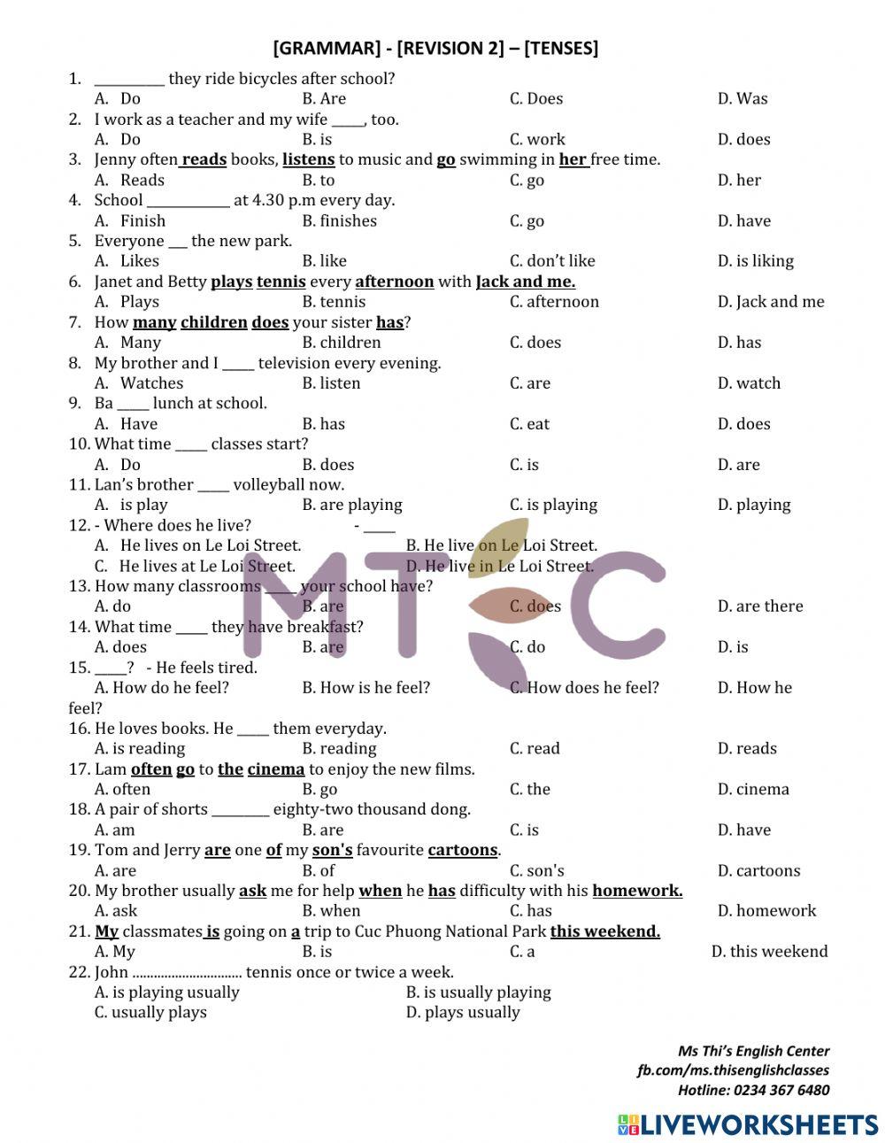 Grammar - tenses review