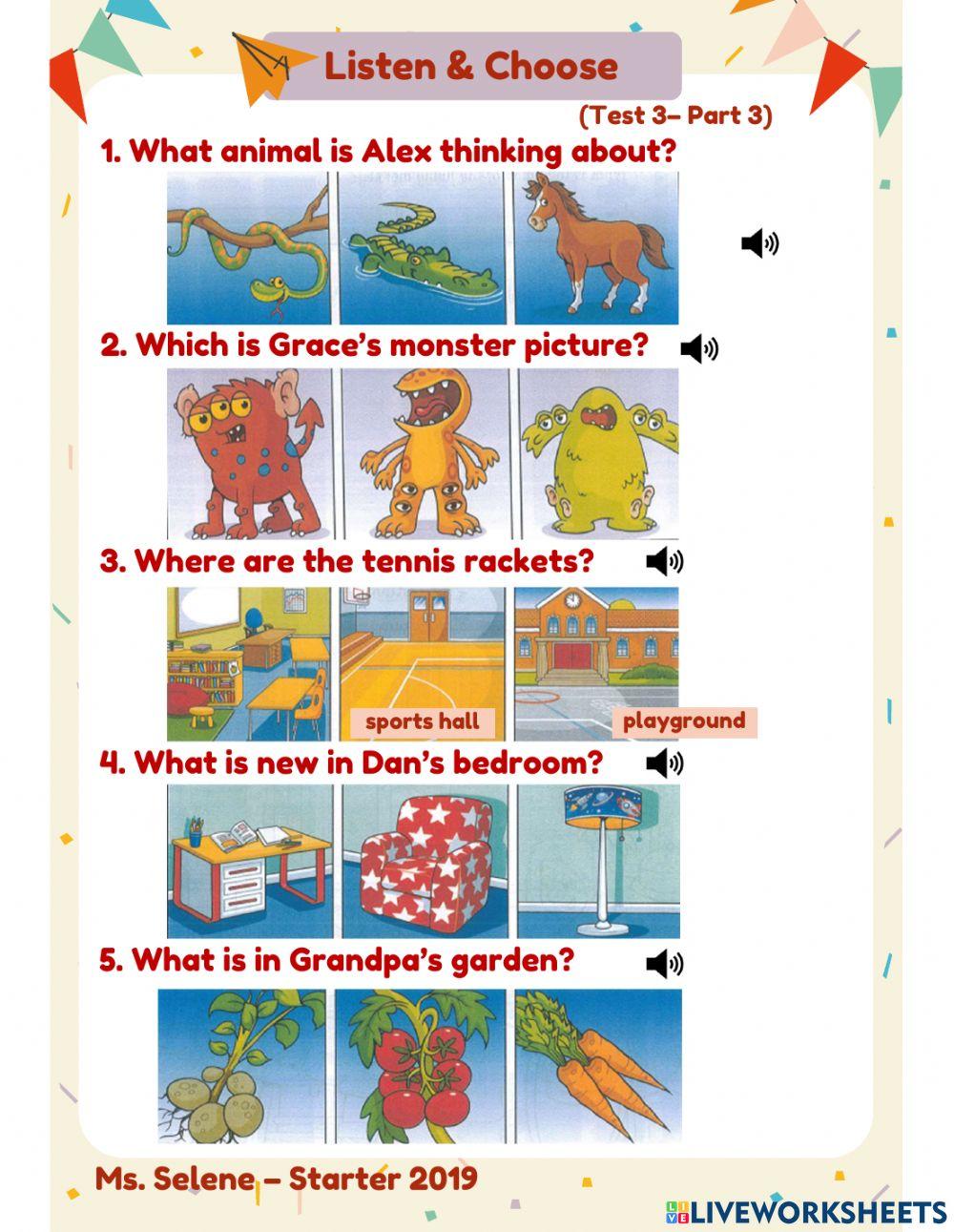 Listening - Starters 2019 - Test 3 - Part 3