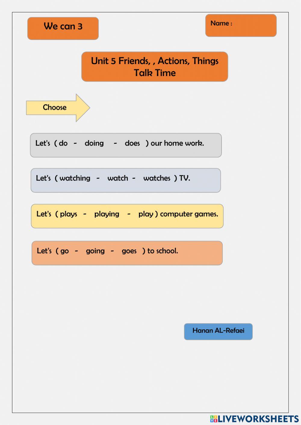 Frends things actions talk time 1