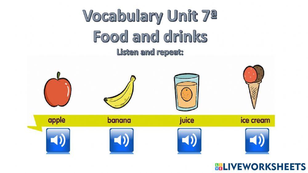 Fruites food vocabulary