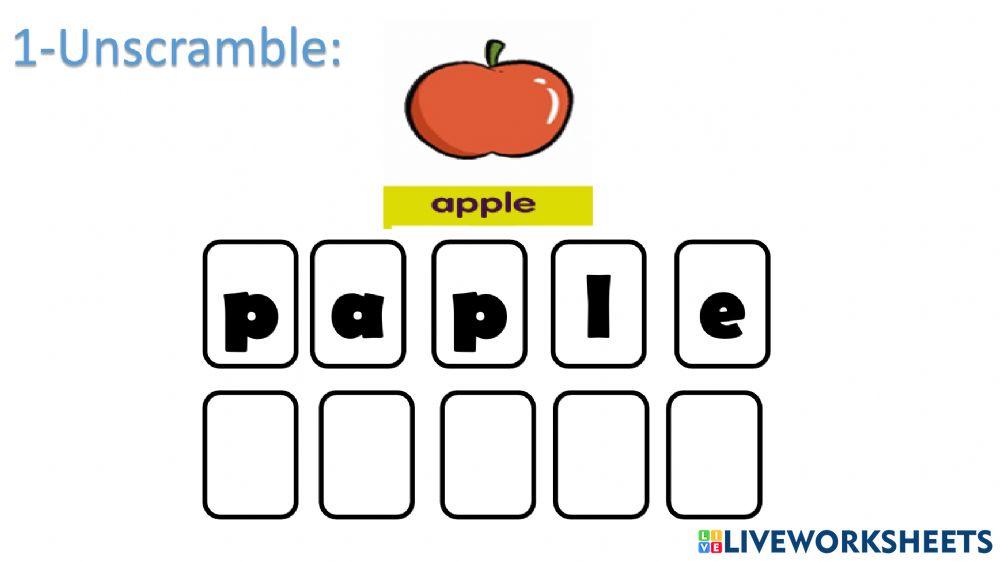 Fruites food vocabulary
