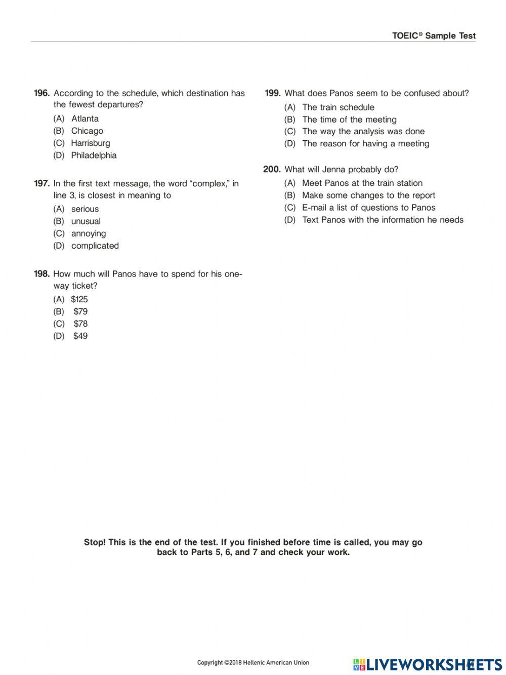 TOEIC Reading 196-200