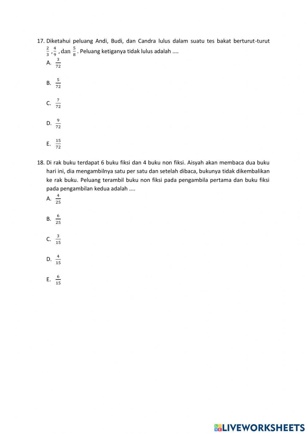 KISI-KISI PAS Matematika