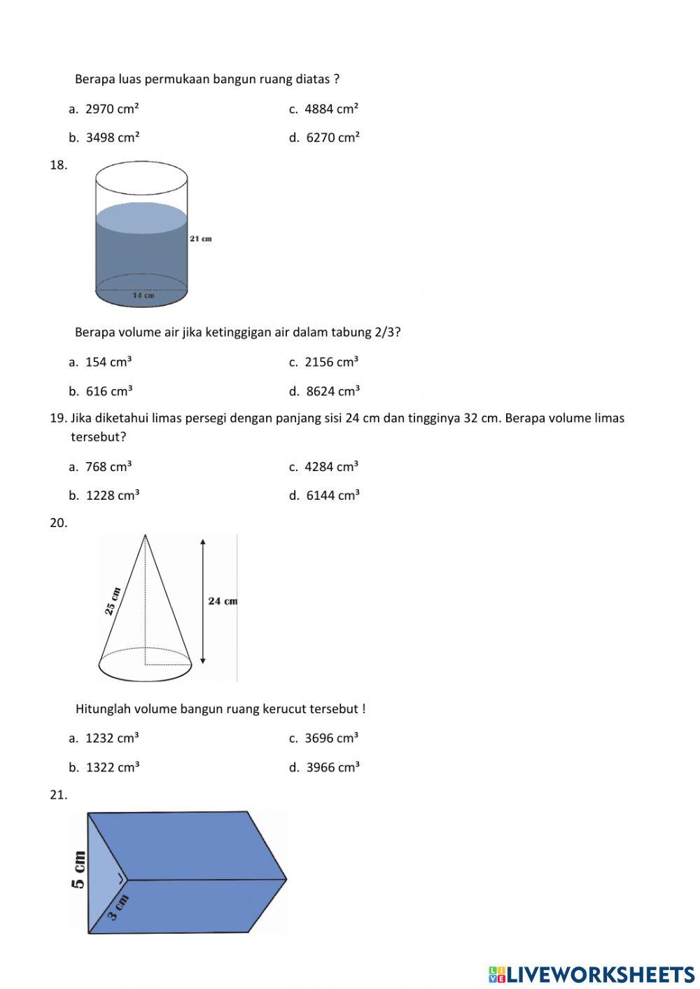 Latihan soal pas matematika kelas vi