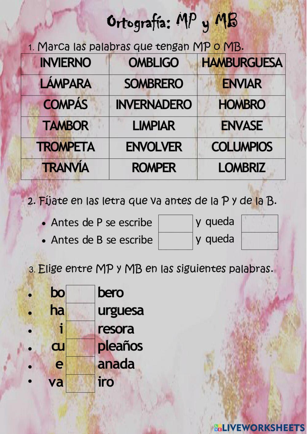 M antes de P y B M antes de P y B