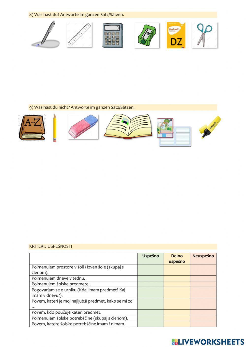 Wiederholung: Schule 2