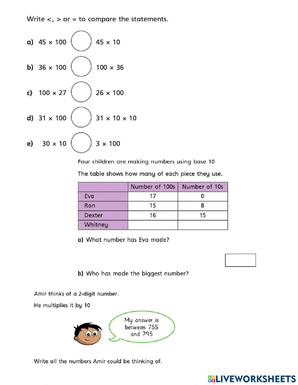 Multiply by 10, 100, 1000
