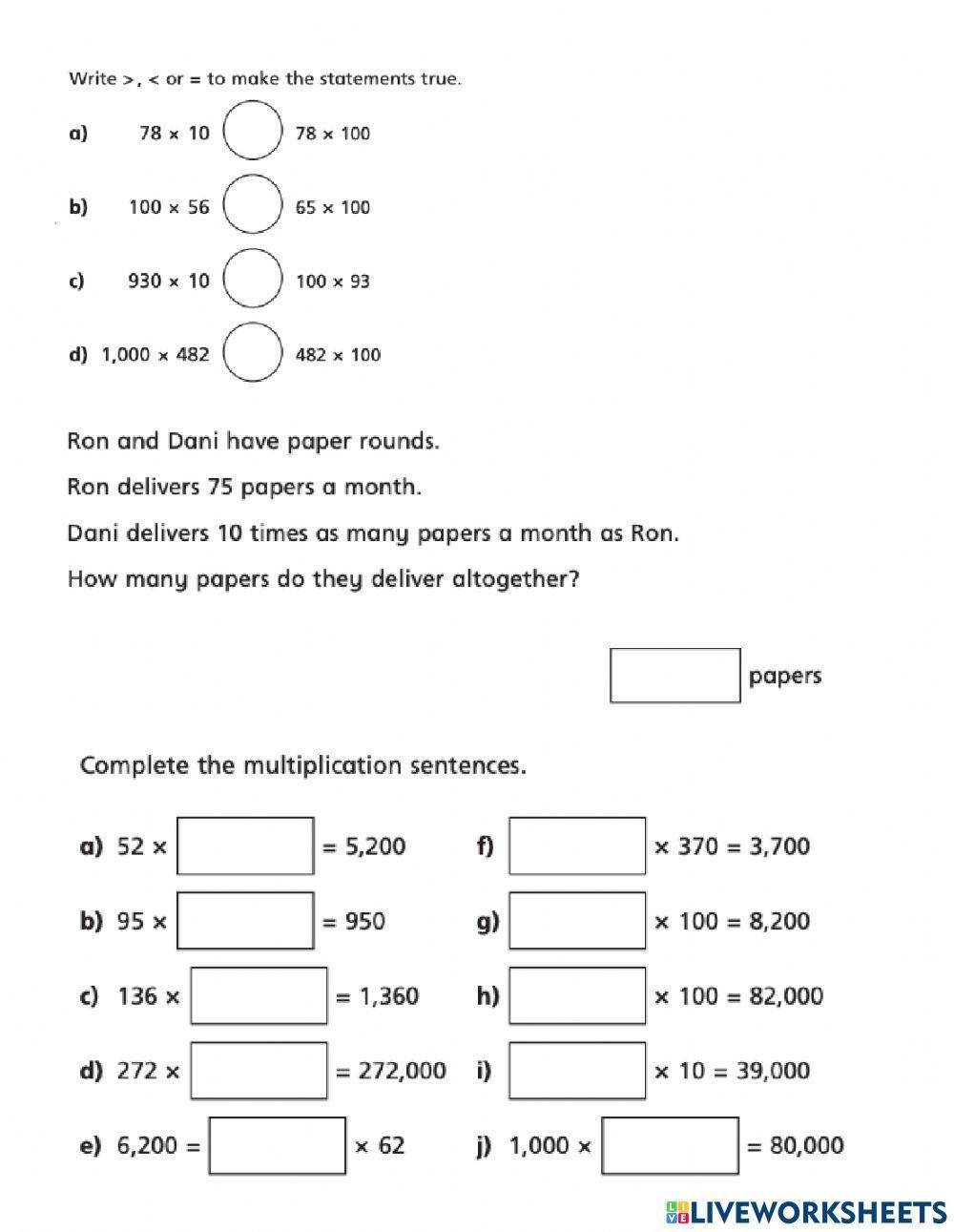 Multiply by 10, 100, 1000