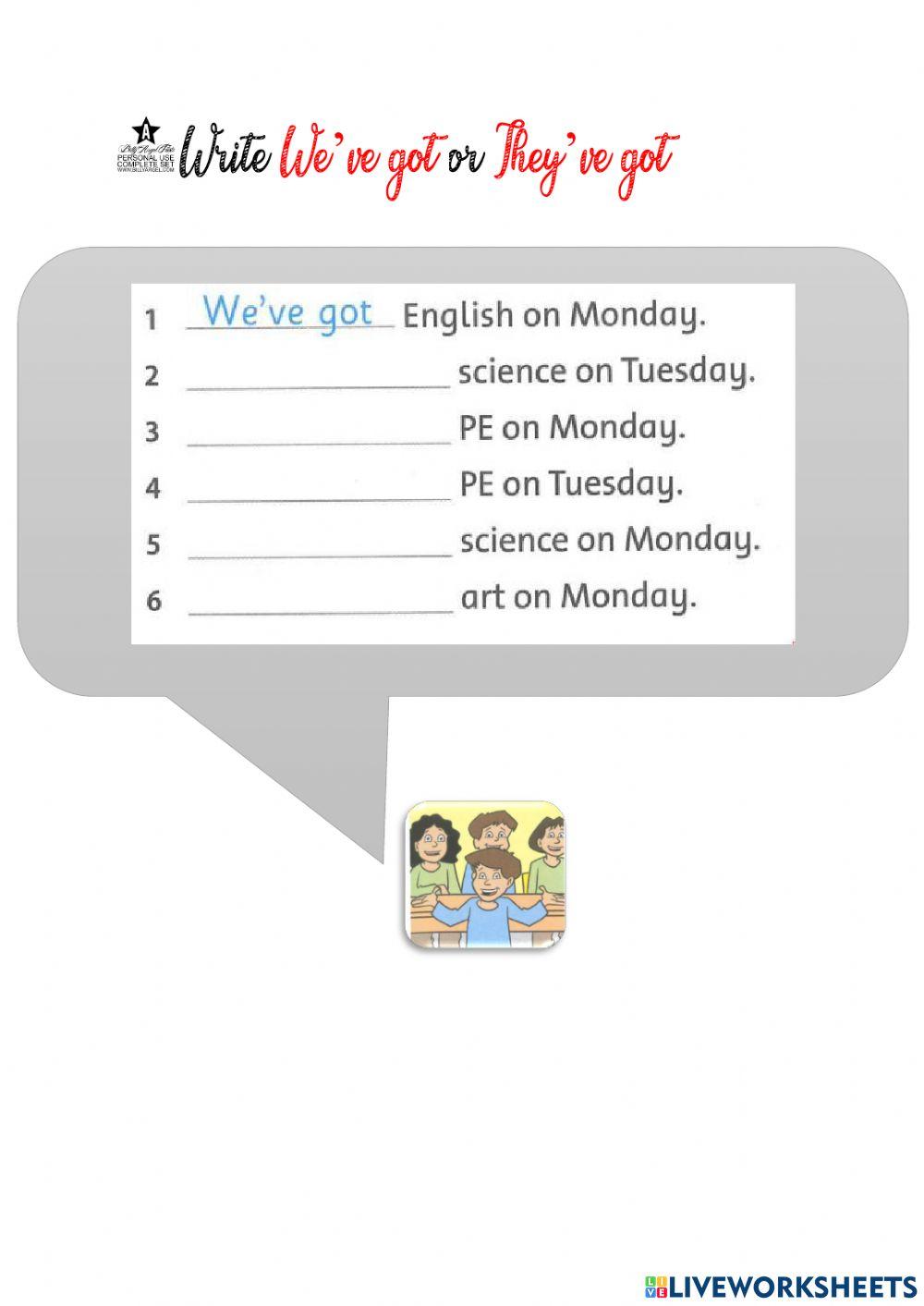 We've got Maths on Monday