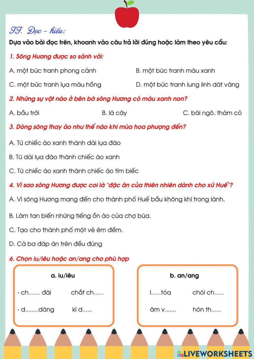 Bài tập cuối tuần 26 TV lớp 2