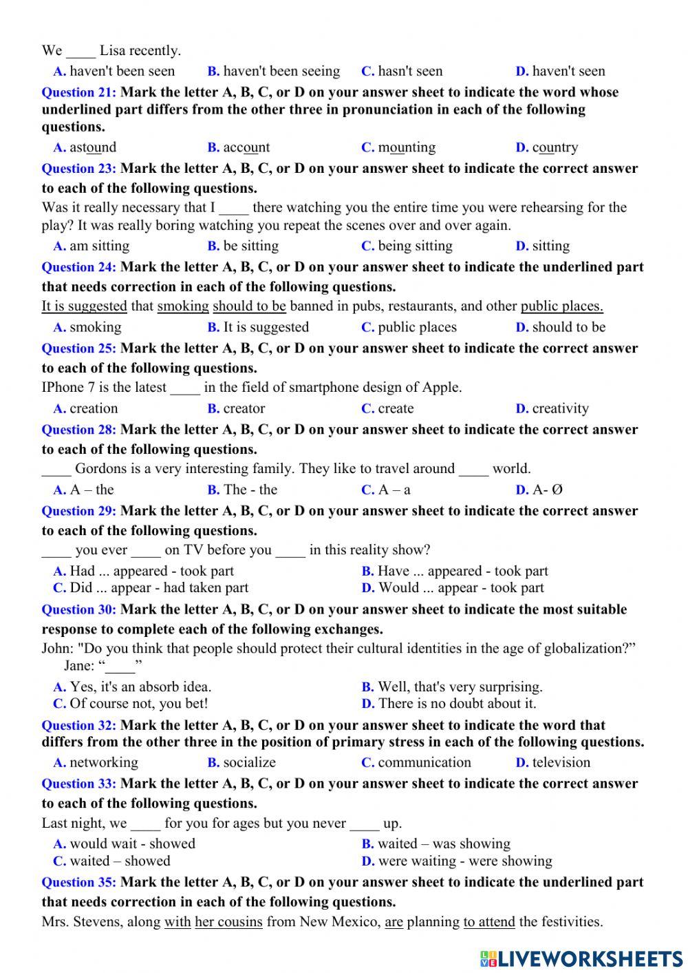 Ôn thi hk1 tiếng anh 12